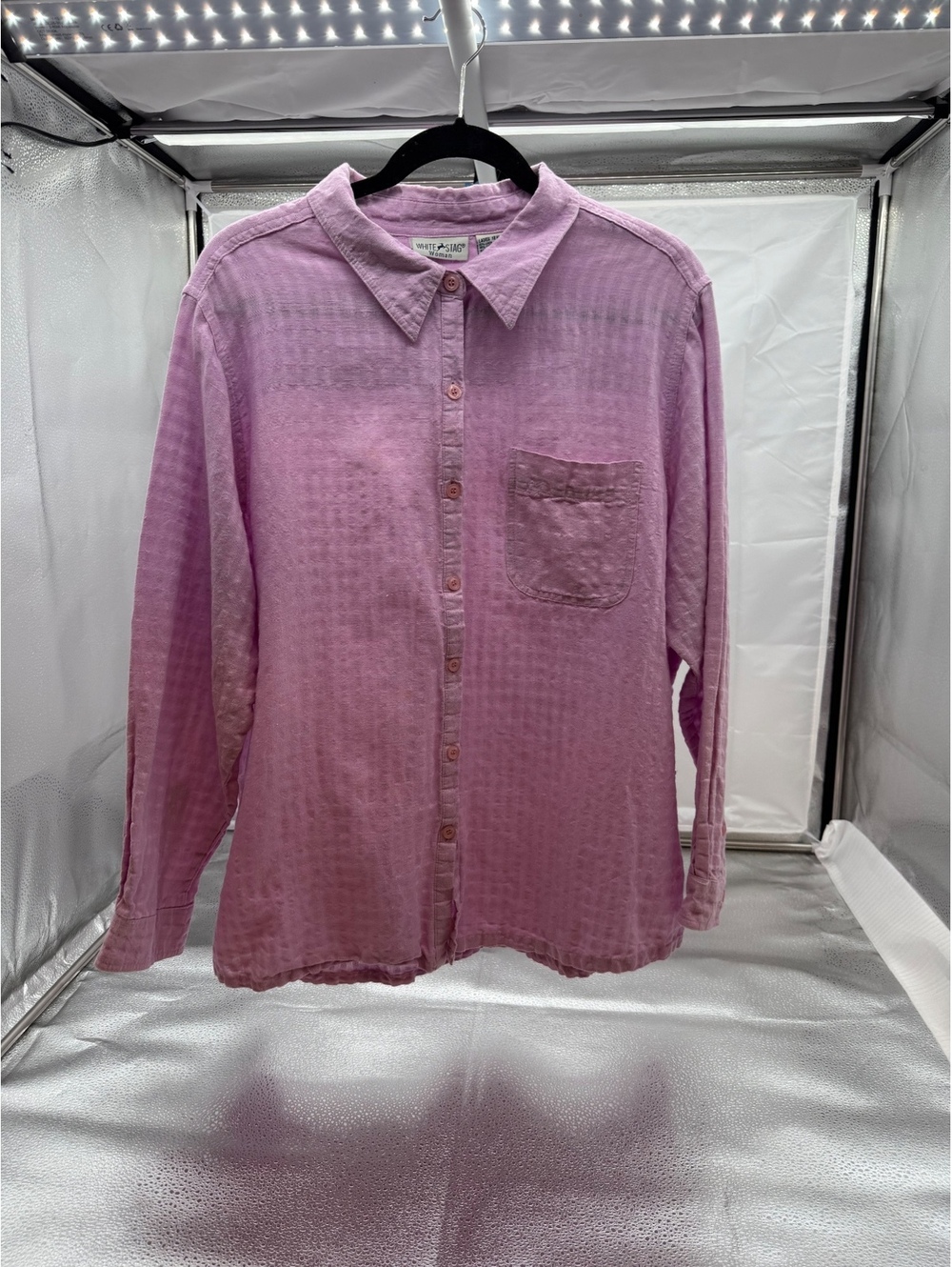 White Stag Woman Lilac Linen Blend Button-Up Shirt Size 18W/20W - Picture 5 of 6